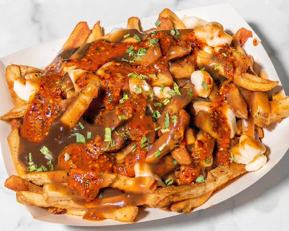 Piri Piri Poutine with fresh-cut fries, cheese curds and chicken at Poyos Chicken London, Ontario